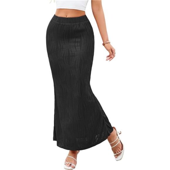 Elegant Maxi Skirts for Women Black - Picture 1 of 7